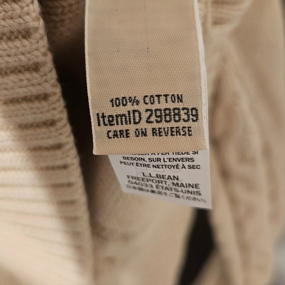 NWOT L.L. Bean Women's 100% Cotton Cable Knit Fisherman Tan Crewneck Sweater-M - Picture 10 of 10